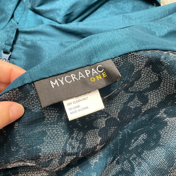 MYCRA PAC Rain Coat Short Length Peacock Teal Color Lace Lining - Picture 2 of 15